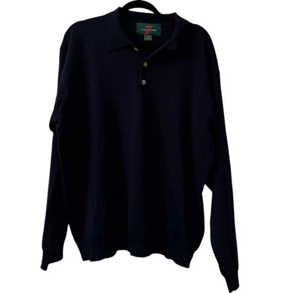 7 Collection Men’s Merino Wool Polo Sweater, Navy Blue, XXL - Picture 1 of 8